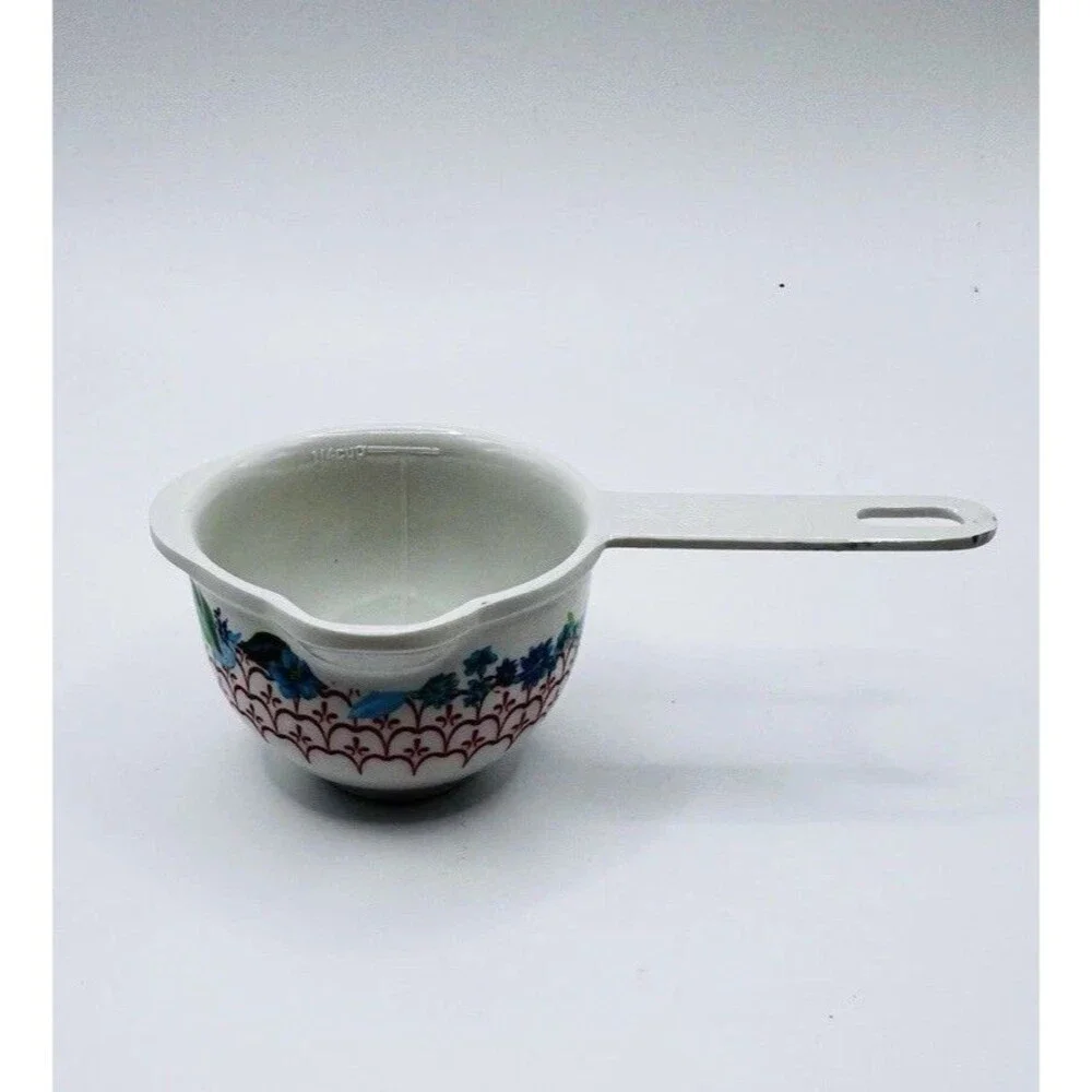Vintage Floral Plastic Measuring Cups Set of 4 Nesting 1/3 1/4 1/2  1 Cup Retro